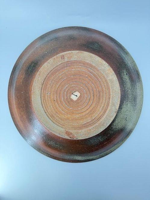 Assiette en faïence de Mashiko émaillée cendrée incrustée,, Antiek en Kunst, Antiek | Overige Antiek