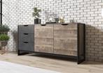 Dressoir Acasia - Grijs - Eiken - 161x40x79 - Kast, Huis en Inrichting, Kasten | Dressoirs, Nieuw, 150 tot 200 cm, 25 tot 50 cm