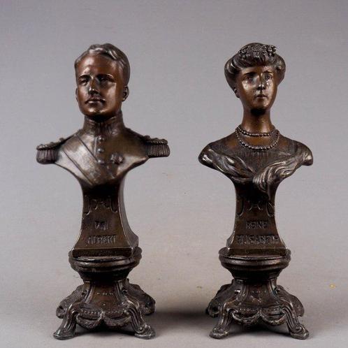 Beeld, koning roi Albert koningin reine Elisabeth - 27 cm -, Antiek en Kunst, Antiek | Keramiek en Aardewerk