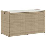 vidaXL Opbergbank met kussen voor buiten 100 cm poly rattan, Verzenden, Nieuw