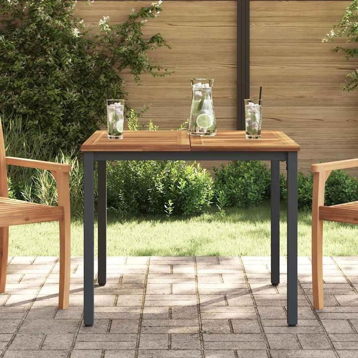 Tafel Naturel/Zwart | OP = OP | 46% Voordeel! (tuintafel), Tuin en Terras, Tuintafels, Vierkant, Nieuw, Hout, Verzenden