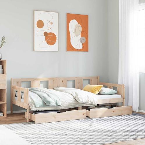 vidaXL Slaapbank met lades 90x200 cm massief grenenhout, Huis en Inrichting, Slaapkamer | Bedden, Nieuw, Verzenden