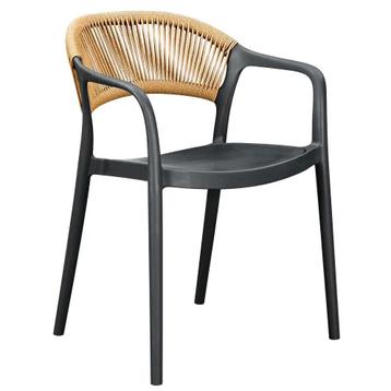 Stoel | PVC Rotan/Kunststof | Zwart/Cognac | In-/Outdoor |, Verzenden, Nieuw in verpakking