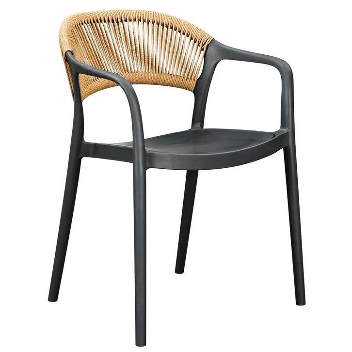 Stoel | PVC Rotan/Kunststof | Zwart/Cognac | In-/Outdoor |, Zakelijke goederen, Horeca | Keukenapparatuur, Nieuw in verpakking