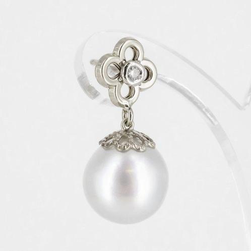 Oorbellen - 18 karaat Witgoud Diamant (Natuurlijk) - Parel, Handtassen en Accessoires, Oorbellen