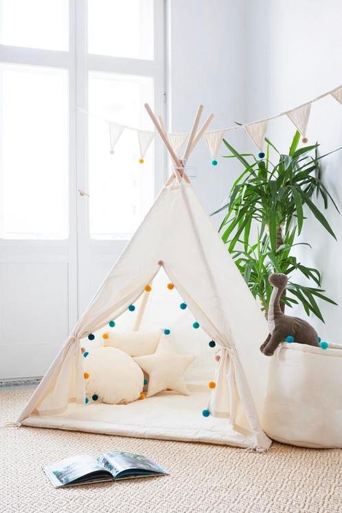 Tipi Tent Set XXL - Regenboog Pompons, Kinderen en Baby's, Speelgoed | Speeltenten, Verzenden