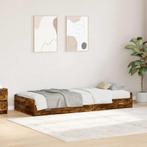 vidaXL Opbergbedframe met hoofdeinde Rook Eiken 100 x 200 cm, Verzenden, Nieuw
