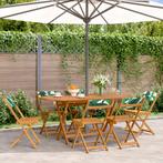 vidaXL Tuinstoelen 6 st inklapbaar stof en massief hout, Tuin en Terras, Tuinstoelen, Verzenden, Nieuw