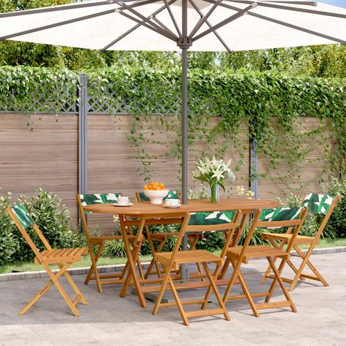 vidaXL Tuinstoelen 6 st inklapbaar stof en massief hout, Tuin en Terras, Tuinstoelen, Nieuw, Verzenden
