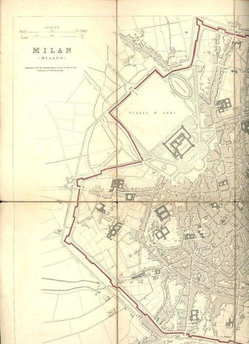 Italië - Milaan; Charles Knight & C, 22 Ludgate Street,, Boeken, Atlassen en Landkaarten