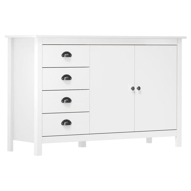 vidaXL Dressoir Hill 130x40x80 cm massief grenenhout wit, Huis en Inrichting, Kasten | Dressoirs, Nieuw, Verzenden