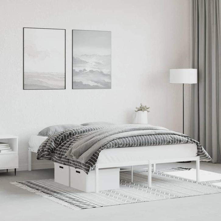 vidaXL Bedframe metaal wit 140x200 cm, Huis en Inrichting, Slaapkamer | Bedden, Nieuw, Verzenden