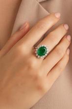 Ring Platina - 13.66ct. tw. Smaragd - Diamant -, Nieuw