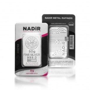 50 gram - Zilver .999 - Nadir Metal Rafineri, Turkey -, Postzegels en Munten, Edelmetalen en Baren