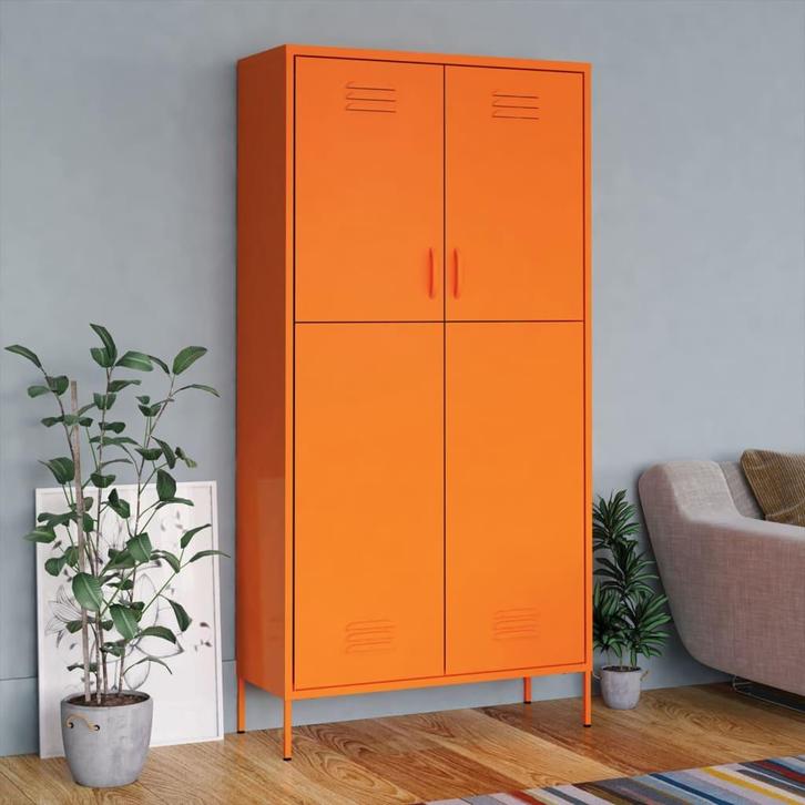 vidaXL Kledingkast 90x50x180 cm staal oranje, Huis en Inrichting, Kasten | Kleerkasten, Nieuw, Verzenden