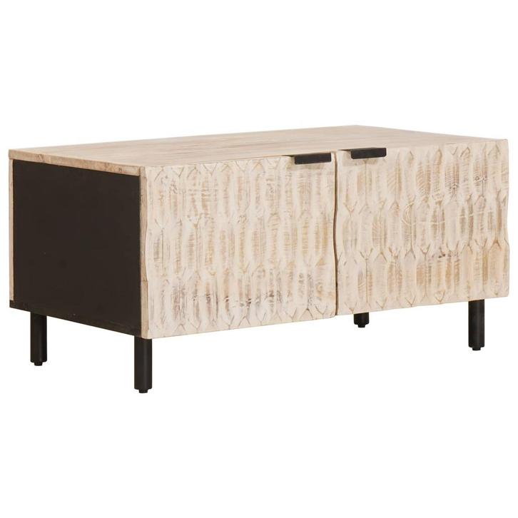 vidaXL Salontafel Wit 80 x 50 x 40 cm Massief Mango Hout, Huis en Inrichting, Tafels | Salontafels, Nieuw, Verzenden