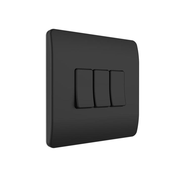 Draadloze Wandschakelaar (Batterij) Zwart 3-Voudig Aan/Uit -, Huis en Inrichting, Woonaccessoires | Overige, Nieuw, Verzenden