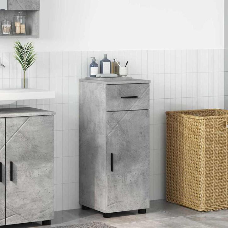 vidaXL Badkamerkast Beton Grijs 30 x 35 x 80 cm Bewerkt hout, Huis en Inrichting, Tafels | Kaptafels, Nieuw, Verzenden