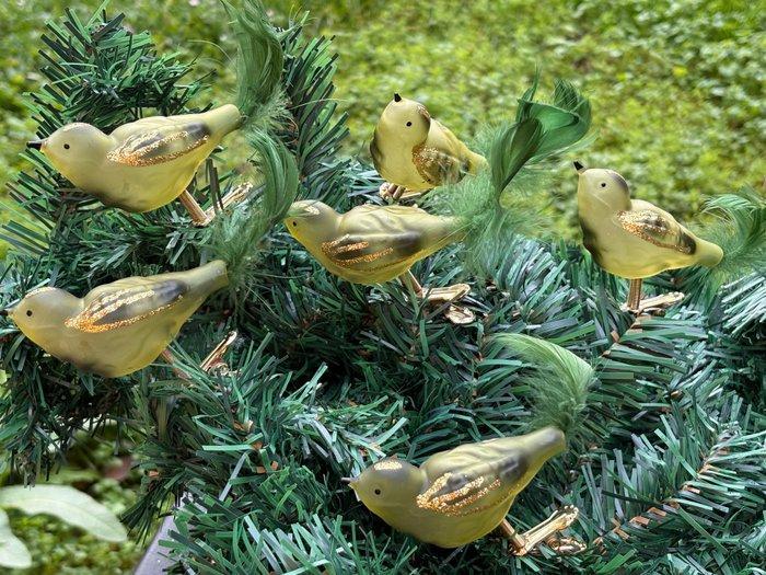 Kerstdecoratie Krebs: 6 gklazen vogeltjes, blauw transparant, Diversen, Kerst