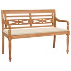 vidaXL Bank Batavia met crèmekleurig kussen 120 cm massief, Verzenden, Nieuw