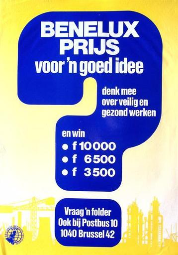 Vintage poster over prijsvraag veilig en gezond werken beschikbaar voor biedingen