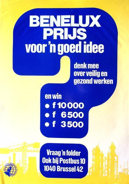 Vintage poster over prijsvraag veilig en gezond werken, Verzamelen, Posters, Nieuw, Overige onderwerpen, Met lijst, Verzenden