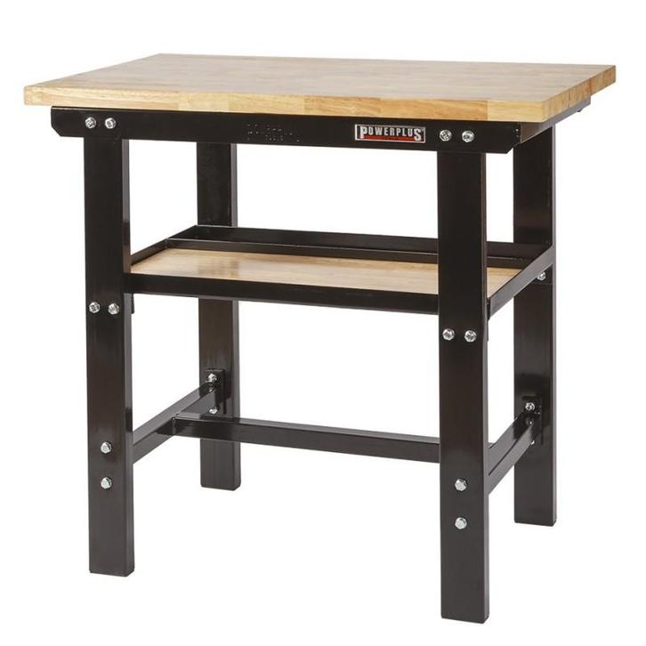 Werkbank 100 cm met hardhouten blad - zwart, Doe-het-zelf en Bouw, Werkbanken, Ophalen of Verzenden