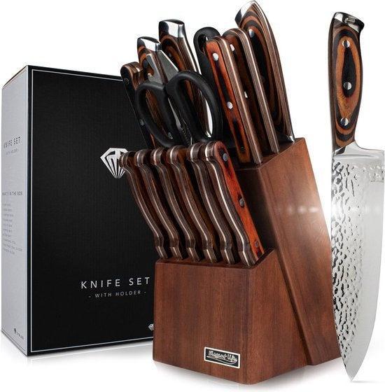 2dekans | Dymund® Messenset met Blok - Koksmessen Set Incl, Huis en Inrichting, Keuken | Keukenbenodigdheden, Ophalen of Verzenden