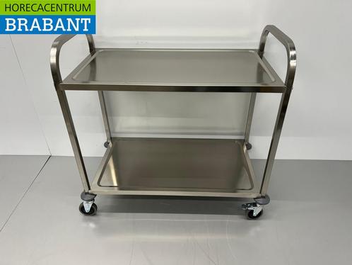 RVS Serveerwagen Dienwagen 2 lagen 95 cm Horeca, Zakelijke goederen, Horeca | Meubilair en Inrichting, Ophalen of Verzenden
