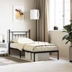 vidaXL Cadre de lit métal avec tête de lit noir 90x200, Maison & Meubles, Chambre à coucher | Lits, Neuf, Verzenden