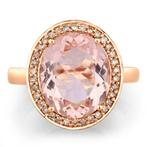 Bague - 14 carats Or rose - 5.14ct. tw. Morganite - Diamant, Handtassen en Accessoires, Ringen, Nieuw