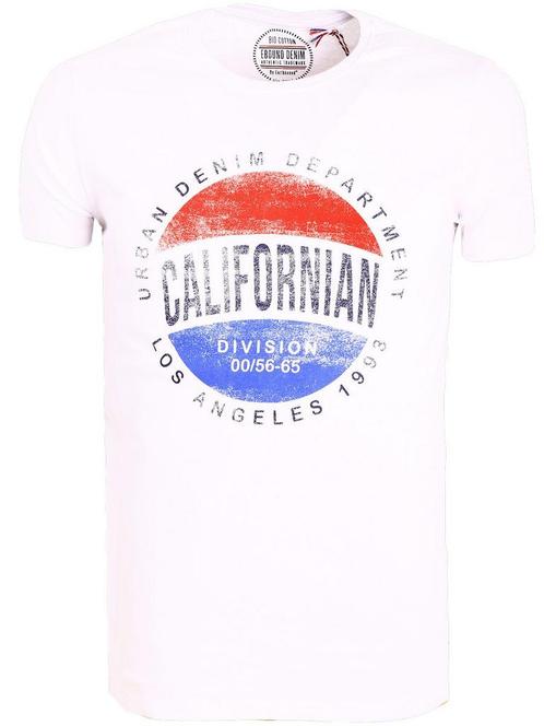 T-shirt Ronde Hals Wit Bio Katoen California E-Bound 150345, Kleding | Heren, T-shirts, Verzenden