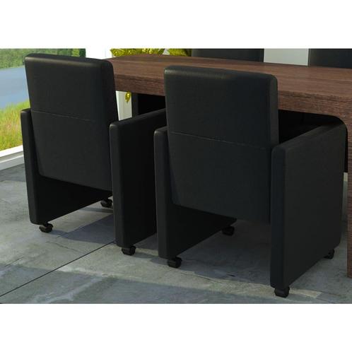 vidaXL Eetkamerstoelen 2 st kunstleer zwart, Huis en Inrichting, Stoelen, Nieuw, Verzenden