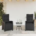 Dubbele Rattan Stoelen met Voetensteun | Tweede Kansje, Tuin en Terras, Verzenden, Gebruikt, Rotan, Verstelbaar