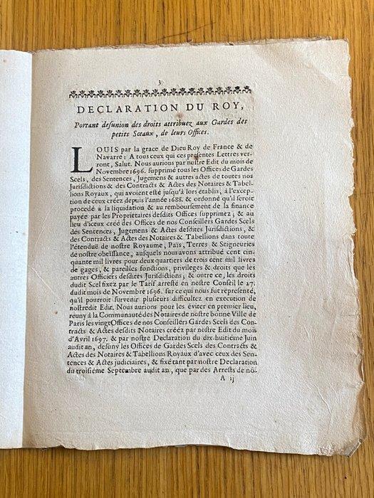 Louis XIV - Declaration du Roy - 1698, Antiquités & Art, Antiquités | Livres & Manuscrits