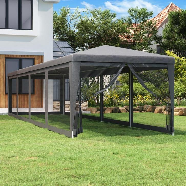 vidaXL Partytent met 10 mesh zijwanden 3x12 m HDPE, Tuin en Terras, Partytenten, Nieuw, Verzenden