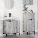 vidaXL Badkamermeubel Set Geruit 2 pcs Grijs sonoma 39,5 x, Huis en Inrichting, Badkamer | Badkamermeubels, Verzenden, Nieuw