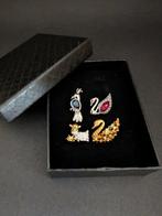 Beeld, Swarovski pin broches - 2.7 cm - Metaal, rodium gold