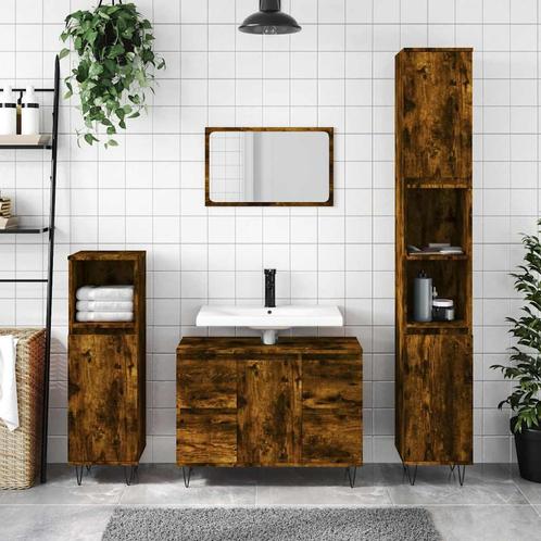 vidaXL Badkamerkast 80x33x60 cm bewerkt hout gerookt, Huis en Inrichting, Badkamer | Badkamermeubels, Nieuw, Verzenden