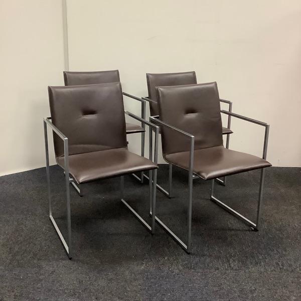 complete set van 4 stuks ARCO frame eetkamerstoelen, leder, Huis en Inrichting, Stoelen, Gebruikt