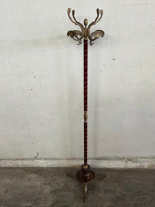 Kapstok - Hout, Textiel, Verguld messing - Vintage, Antiek en Kunst, Curiosa en Brocante
