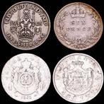 Royaume-Uni, France, Roumanie. 2 Francs, Six pence, 1, Postzegels en Munten