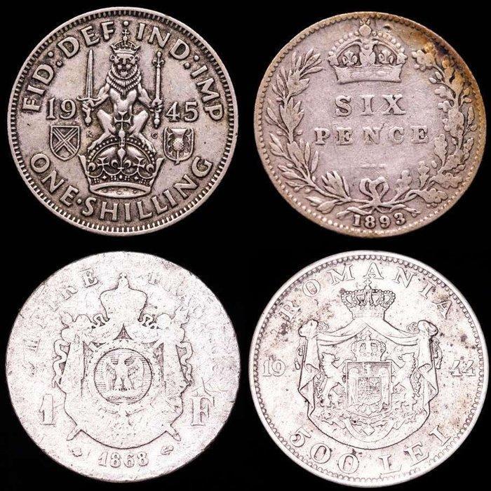 Royaume-Uni, France, Roumanie. 2 Francs, Six pence, 1, Postzegels en Munten, Munten | Europa | Niet-Euromunten