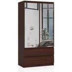 Kledingkast noten  90 cm met spiegel noten (Kledingkasten), Huis en Inrichting, Kasten | Kleerkasten, Verzenden, Nieuw, 50 tot 100 cm