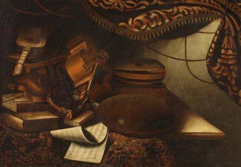Scuola Lombarda (XVIII) - Natura morta con strumenti, Antiek en Kunst, Kunst | Schilderijen | Klassiek