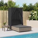 vidaXL Ligbed tweepersoons met dak en gordijn poly rattan, Tuin en Terras, Verzenden, Nieuw
