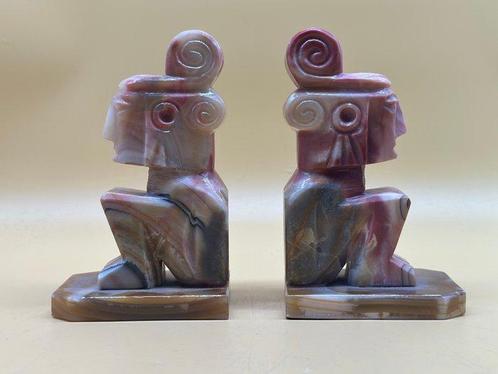 Boekensteunen - Boeksteunenset van Onyx – figuratieve, Antiek en Kunst, Curiosa en Brocante