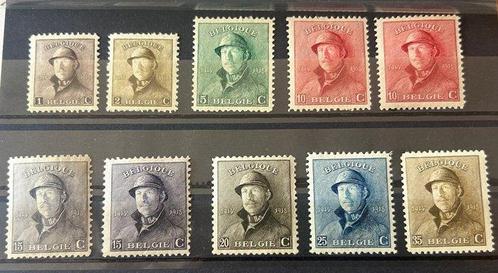 Belgique 1919 - Ensemble complet Albert I Helm avec extras, Postzegels en Munten, Postzegels | Europa | België