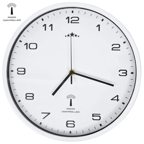 vidaXL Wandklok met quartz uurwerk radiogestuurd 31 cm wit, Huis en Inrichting, Woonaccessoires | Klokken, Nieuw, Verzenden