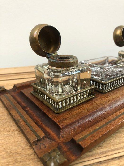 Inktpot - Hout, Messing, Glas, Antiek en Kunst, Antiek | Overige Antiek